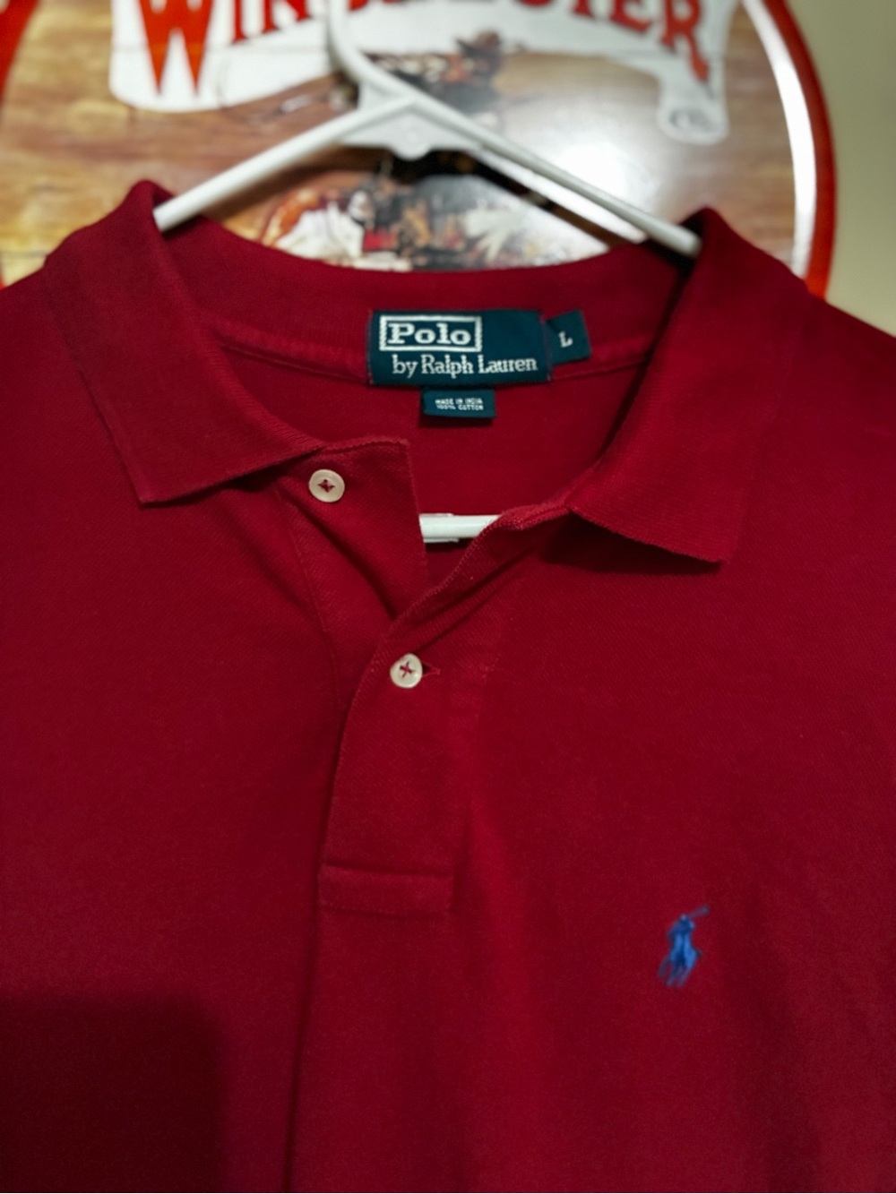 Ralph Lauren Long-Sleeve Polo Shirt in Deep Red with Blue Logo - Picture 3 of 6
